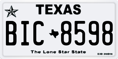 TX license plate BIC8598