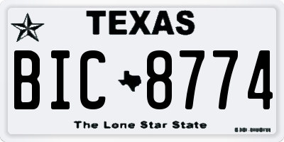 TX license plate BIC8774