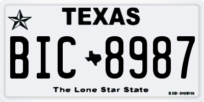 TX license plate BIC8987