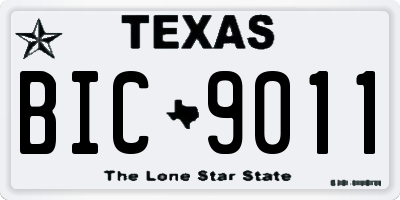 TX license plate BIC9011
