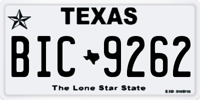 TX license plate BIC9262