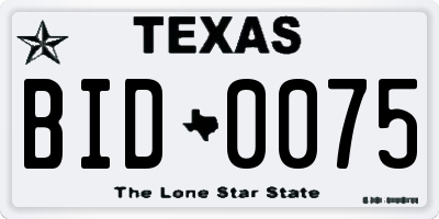 TX license plate BID0075