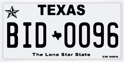 TX license plate BID0096