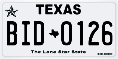 TX license plate BID0126