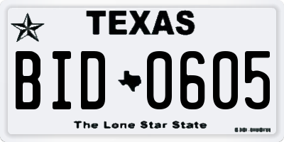 TX license plate BID0605