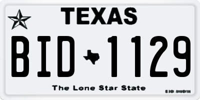 TX license plate BID1129