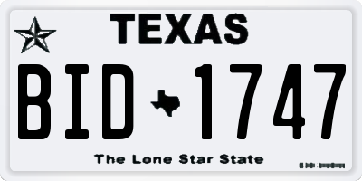 TX license plate BID1747