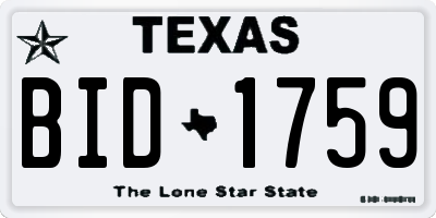 TX license plate BID1759