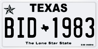 TX license plate BID1983