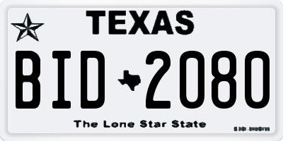 TX license plate BID2080