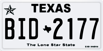 TX license plate BID2177