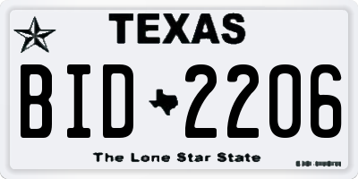 TX license plate BID2206