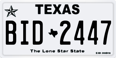 TX license plate BID2447