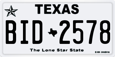 TX license plate BID2578