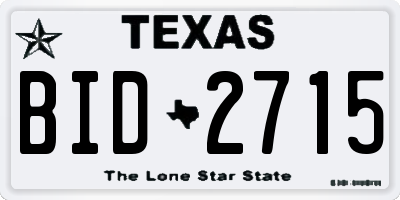 TX license plate BID2715