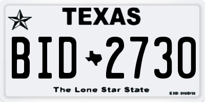 TX license plate BID2730