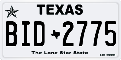 TX license plate BID2775
