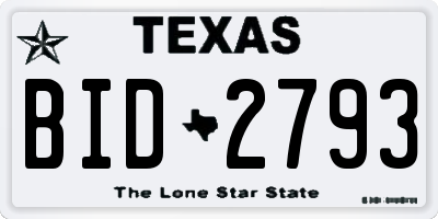 TX license plate BID2793