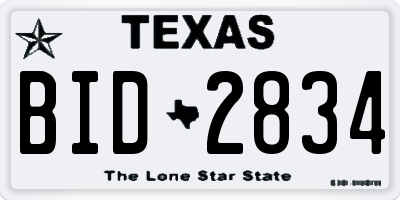 TX license plate BID2834