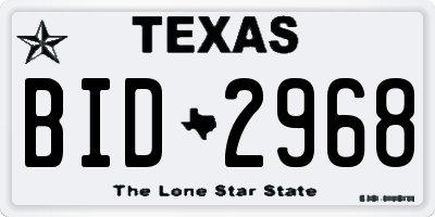 TX license plate BID2968