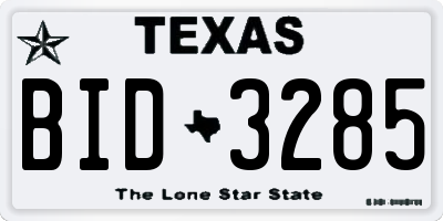 TX license plate BID3285