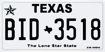 TX license plate BID3518