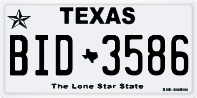 TX license plate BID3586