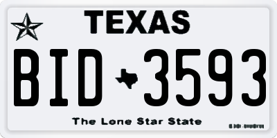 TX license plate BID3593