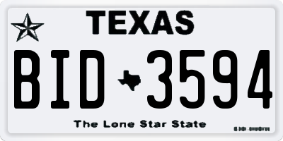 TX license plate BID3594