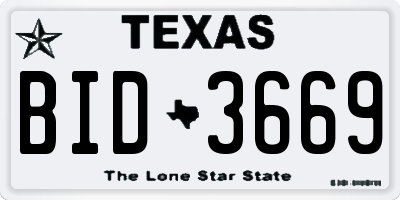 TX license plate BID3669