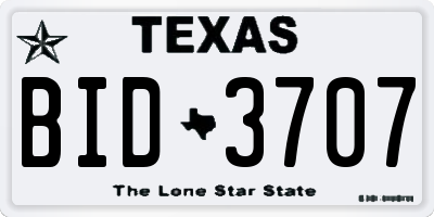 TX license plate BID3707