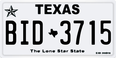 TX license plate BID3715