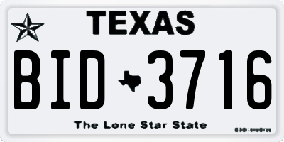 TX license plate BID3716