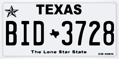 TX license plate BID3728