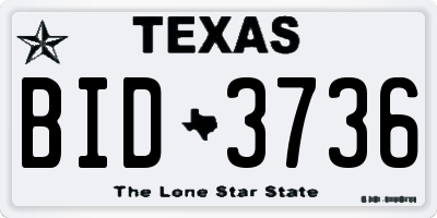 TX license plate BID3736