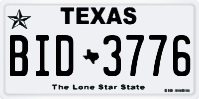TX license plate BID3776