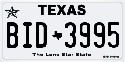 TX license plate BID3995