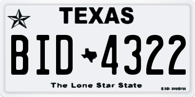 TX license plate BID4322
