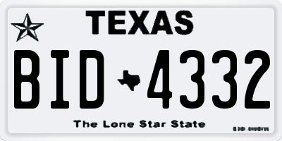 TX license plate BID4332