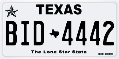 TX license plate BID4442
