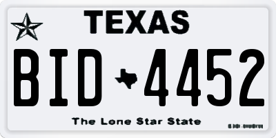 TX license plate BID4452