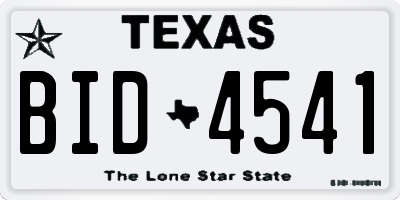 TX license plate BID4541
