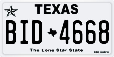 TX license plate BID4668