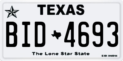 TX license plate BID4693