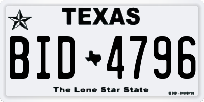 TX license plate BID4796
