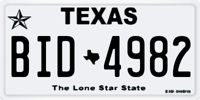 TX license plate BID4982