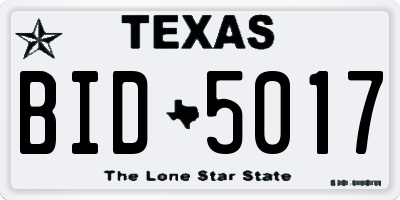 TX license plate BID5017
