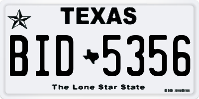 TX license plate BID5356