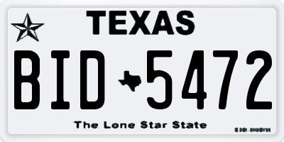 TX license plate BID5472