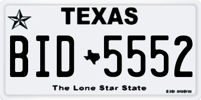 TX license plate BID5552